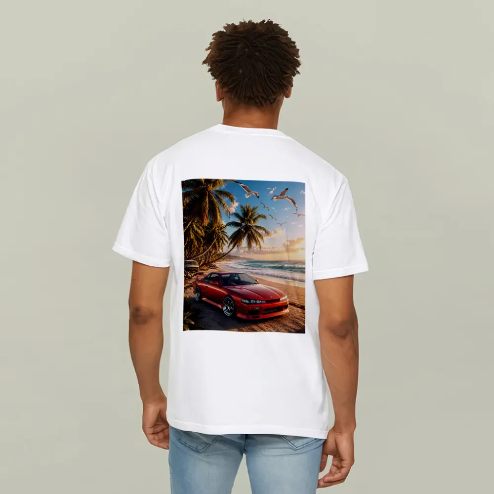 Nissan Silvia Red Sports Car Beach Sunset – T-Shirts