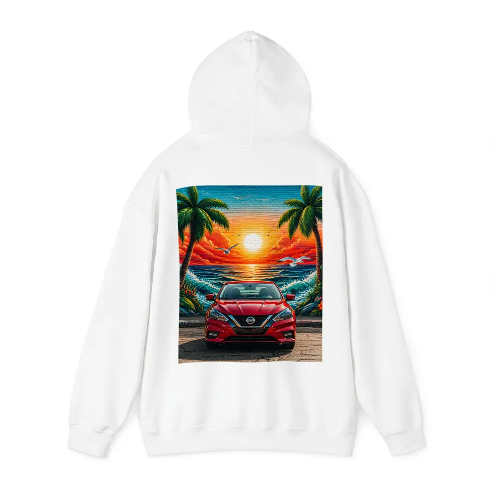 Nissan Sentra Red Sunset Beach Mural – Hoodies