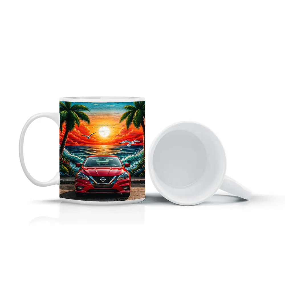 Nissan Sentra Red Sunset Beach Mural – Mugs
