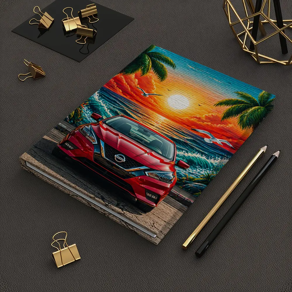 Nissan Sentra Red Sunset Beach Mural – Notebooks