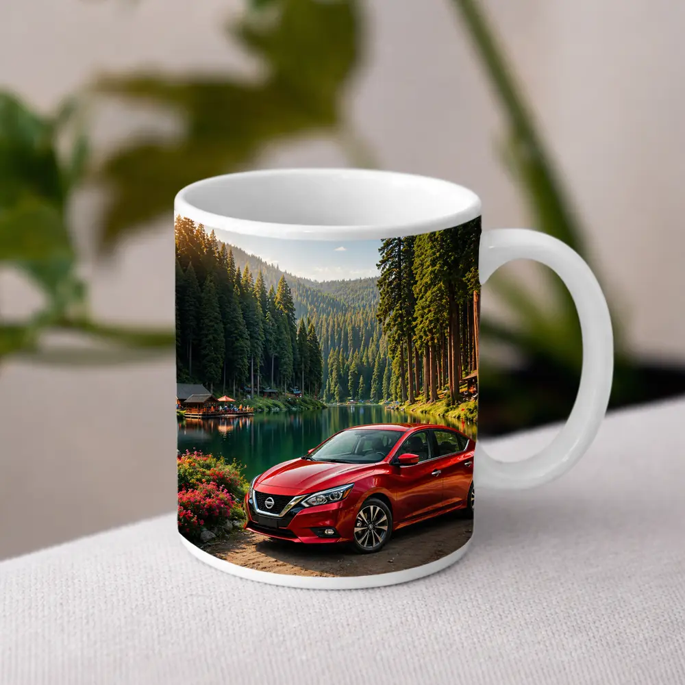 Nissan Sentra Red Sedan By Forest Lake – Mugs