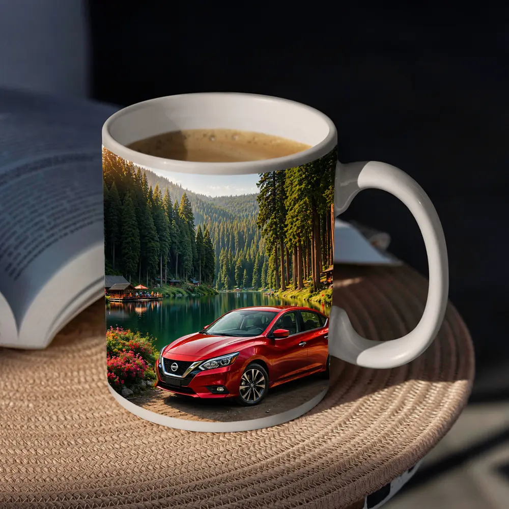 Nissan Sentra Red Sedan By Forest Lake – Mugs