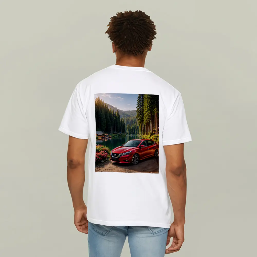 Nissan Sentra Red Sedan By Forest Lake – T-Shirts