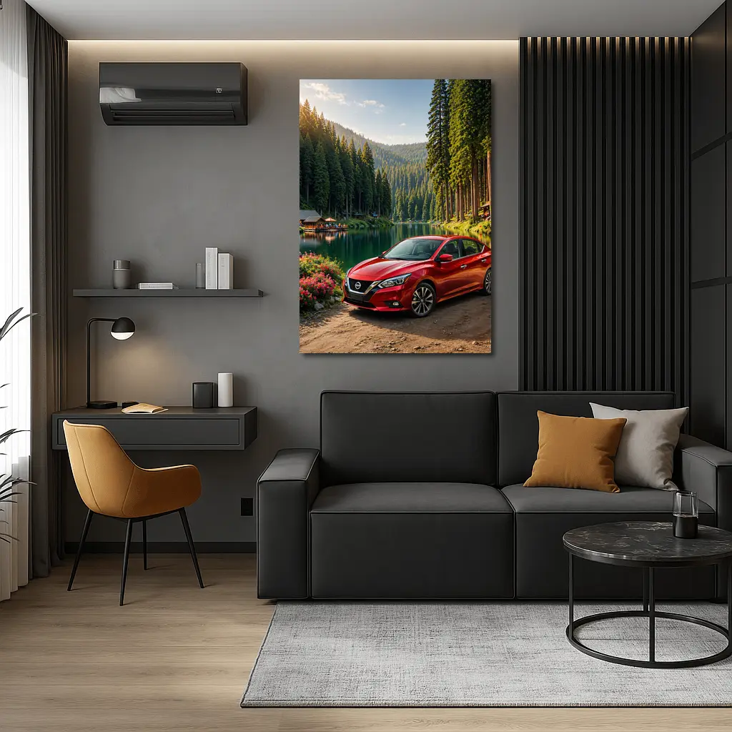 Nissan Sentra Red Sedan By Forest Lake – Wall Art