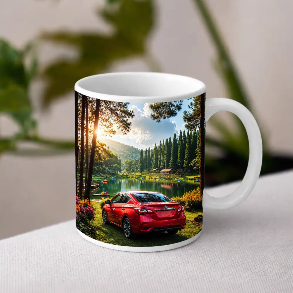 Nissan Sentra Red Sedan by Forest Lake – Mugs