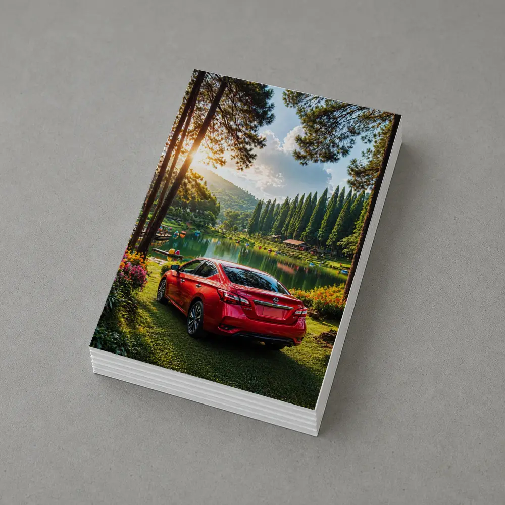 Nissan Sentra Red Sedan by Forest Lake – Postcards
