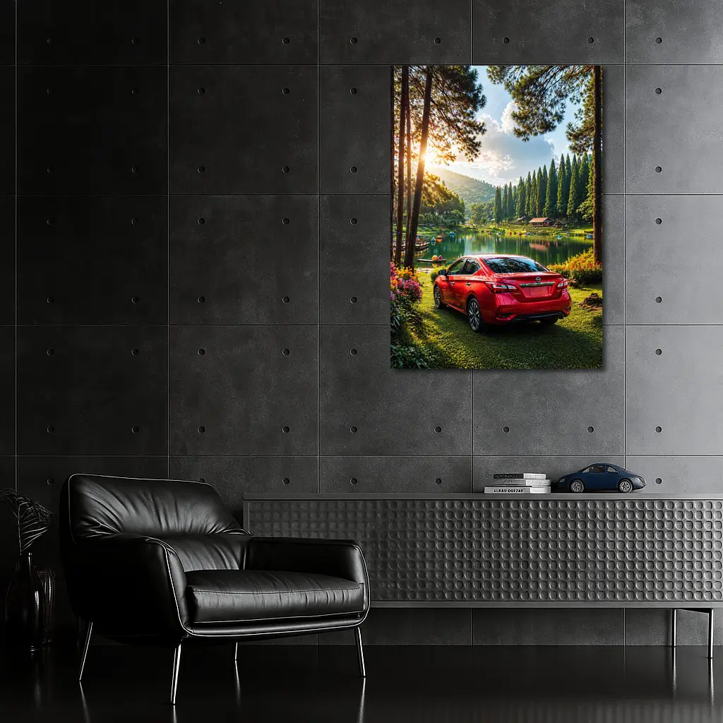 Nissan Sentra Red Sedan by Forest Lake – Wall Art