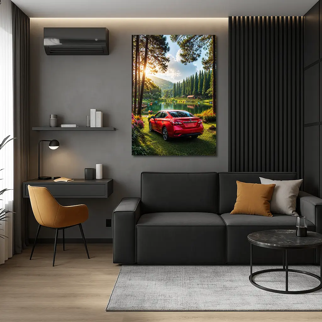 Nissan Sentra Red Sedan by Forest Lake – Wall Art