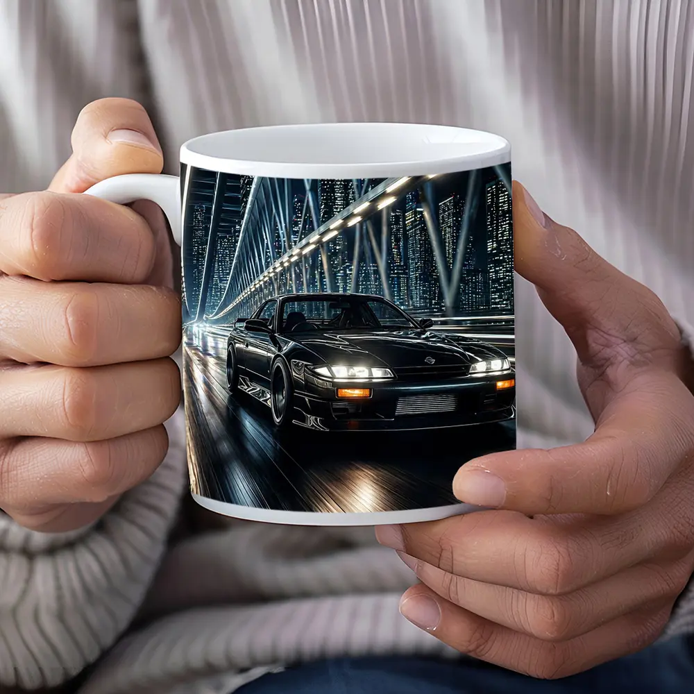 Nissan Silvia Black Night City Bridge – Mugs