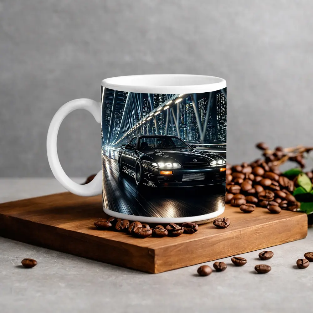 Nissan Silvia Black Night City Bridge – Mugs