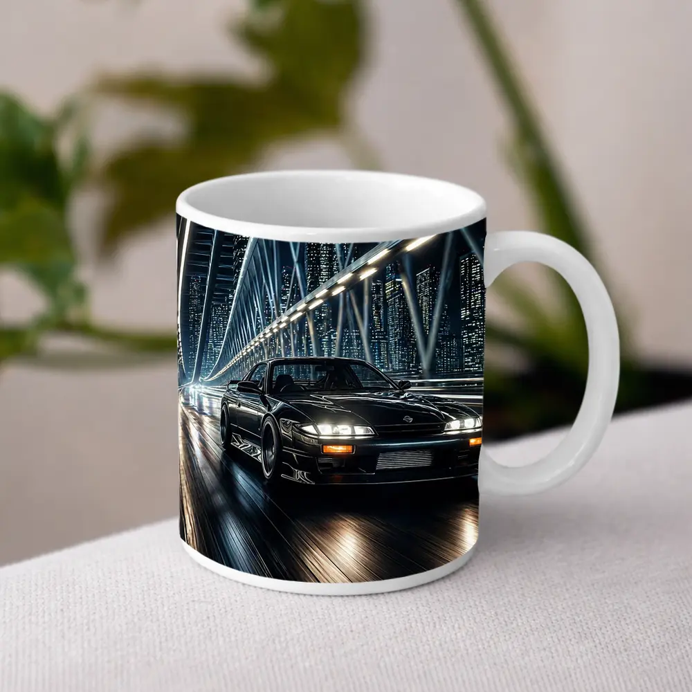 Nissan Silvia Black Night City Bridge – Mugs