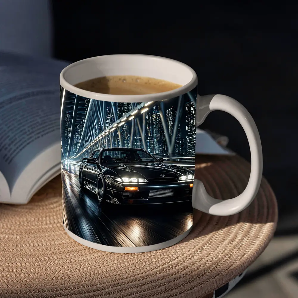 Nissan Silvia Black Night City Bridge – Mugs