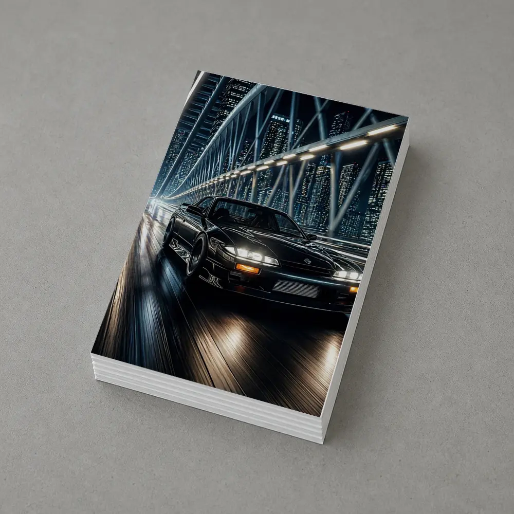 Nissan Silvia Black Night City Bridge – Postcards