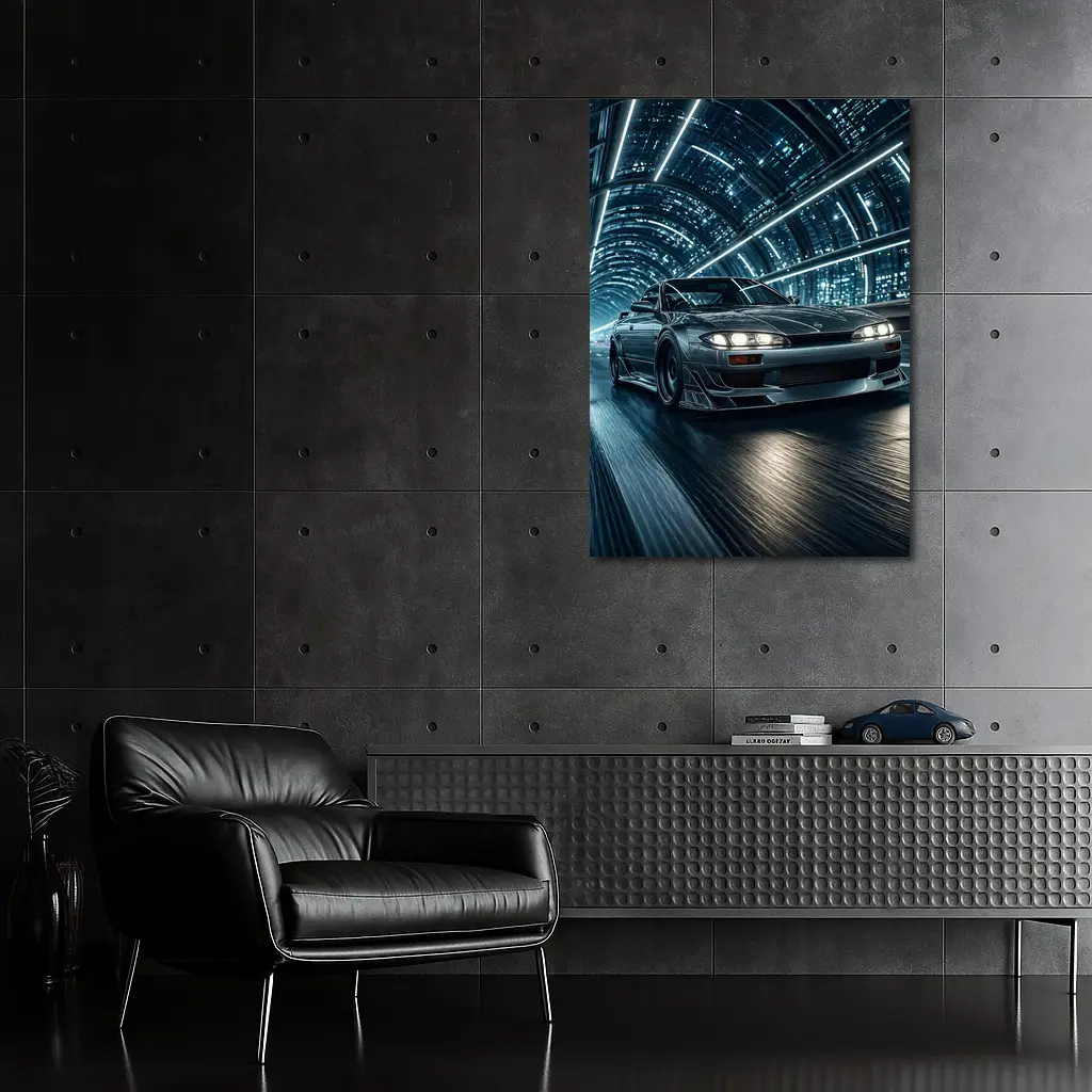 Nissan Silvia Night Tunnel Neon Drive – Wall Art