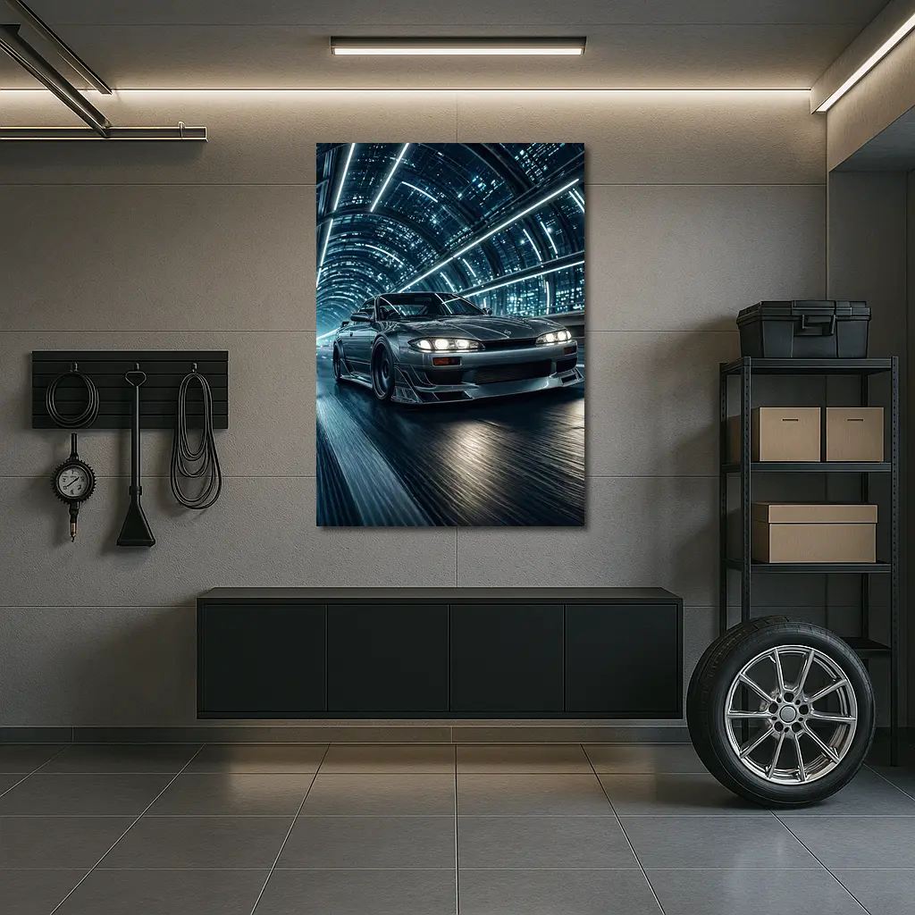 Nissan Silvia Night Tunnel Neon Drive – Wall Art