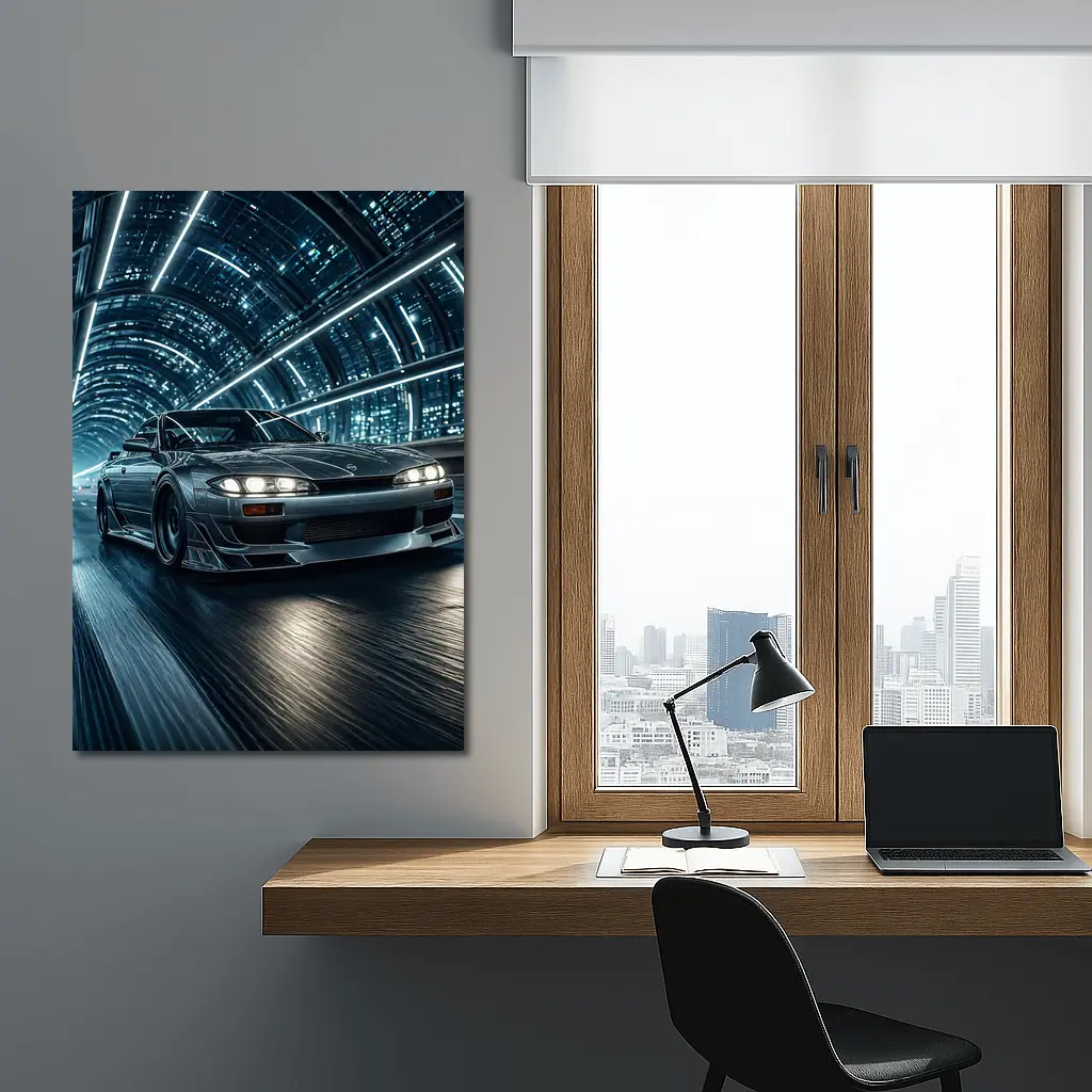 Nissan Silvia Night Tunnel Neon Drive – Wall Art