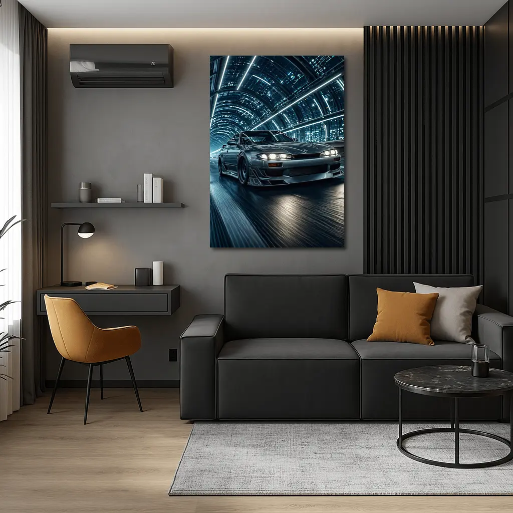 Nissan Silvia Night Tunnel Neon Drive – Wall Art