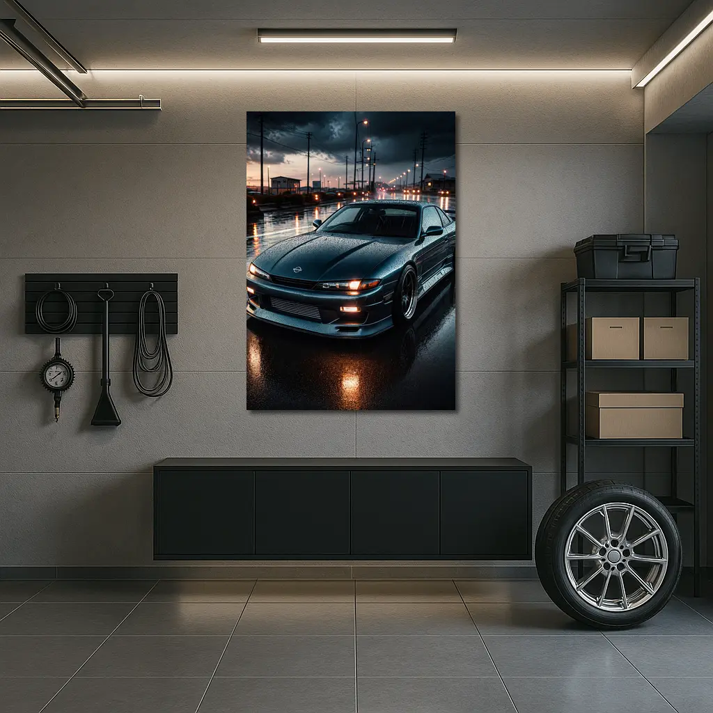 Nissan Silvia S13 Wet Street Night – Wall Art