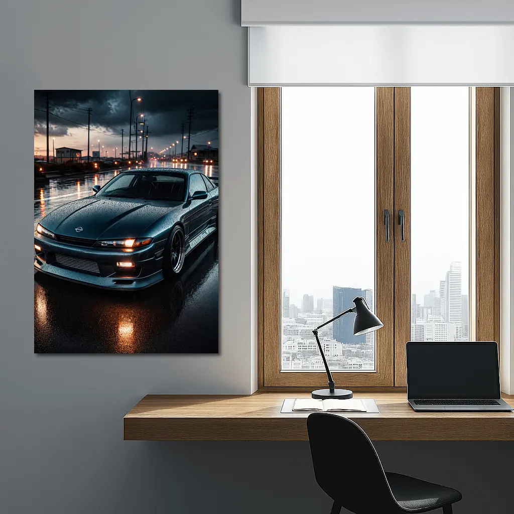 Nissan Silvia S13 Wet Street Night – Wall Art