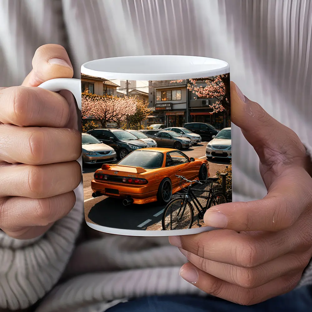Nissan Silvia Orange JDM Japan Street Scene – Mugs