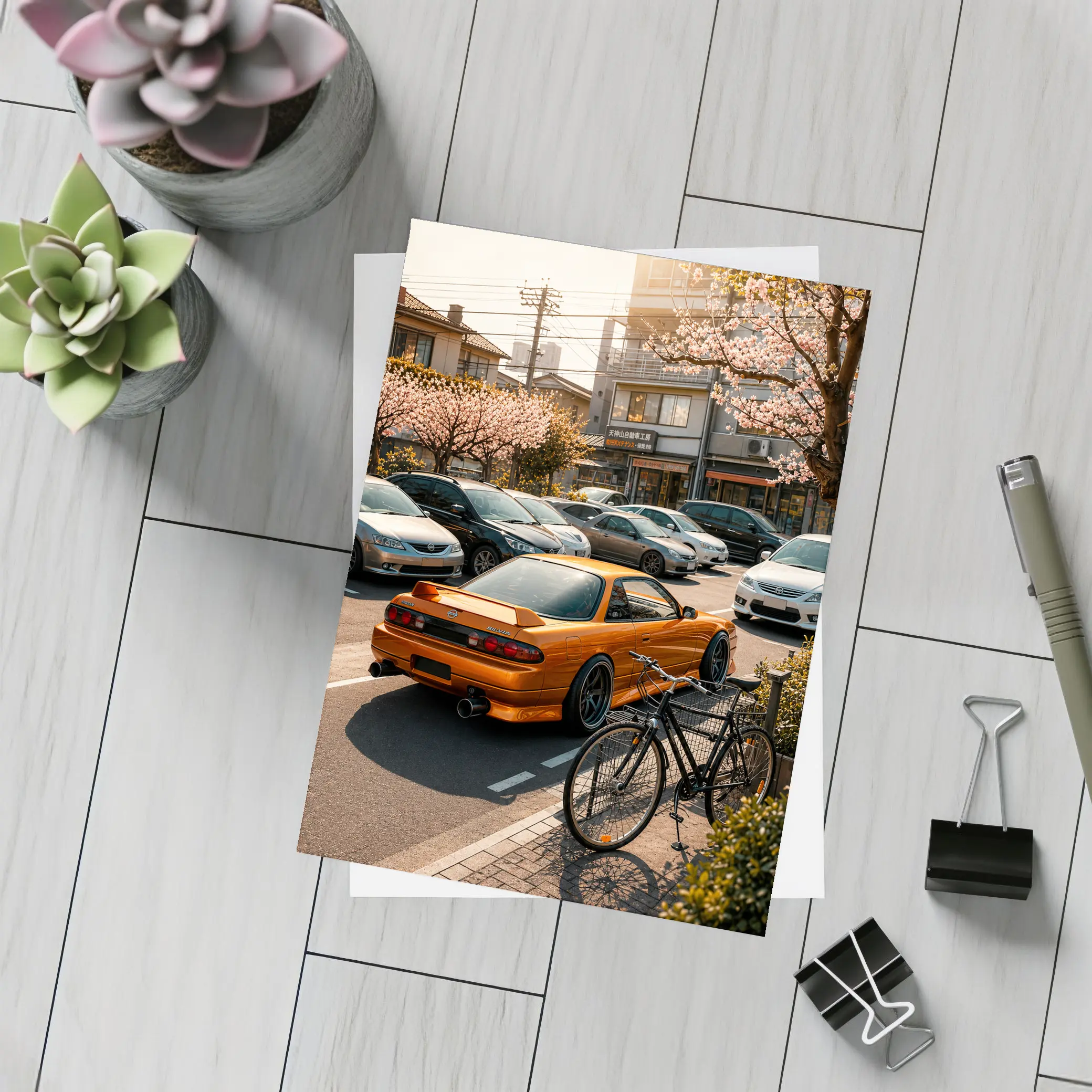 Nissan Silvia Orange JDM Japan Street Scene – Postcards
