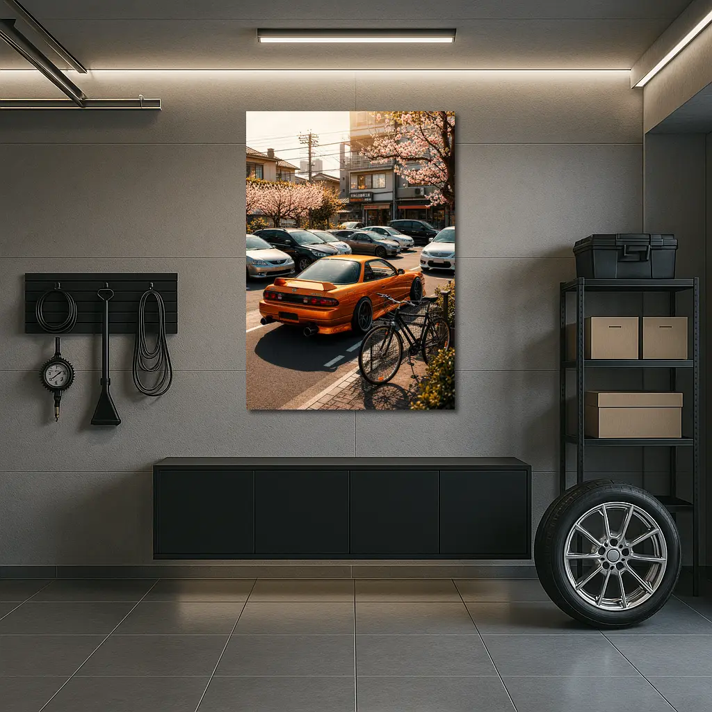 Nissan Silvia Orange JDM Japan Street Scene – Wall Art