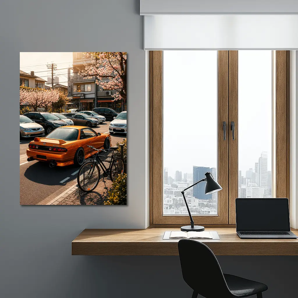 Nissan Silvia Orange JDM Japan Street Scene – Wall Art
