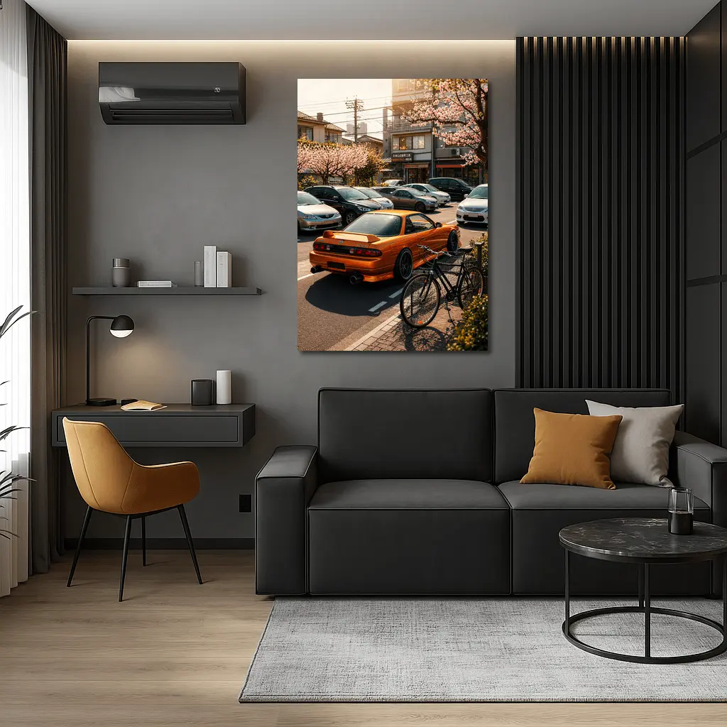 Nissan Silvia Orange JDM Japan Street Scene – Wall Art