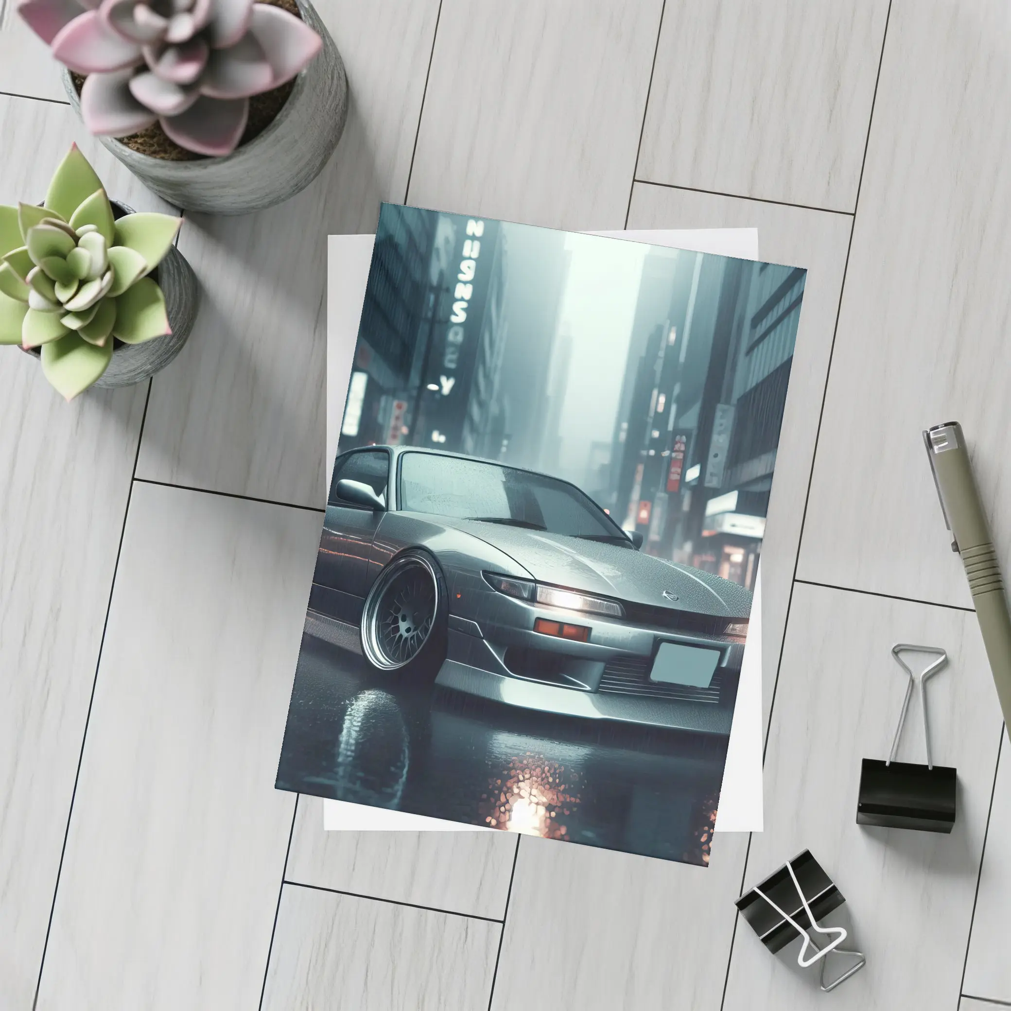 Nissan Silvia S13 Rainy City Street – Postcards