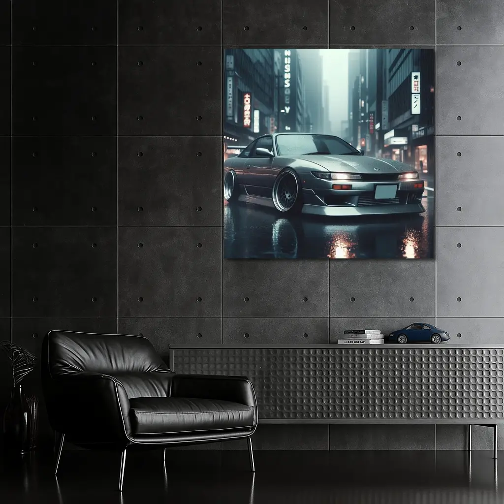 Nissan Silvia S13 Rainy City Street – Wall Art