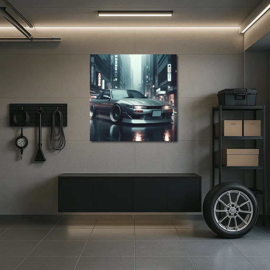 Nissan Silvia S13 Rainy City Street – Wall Art