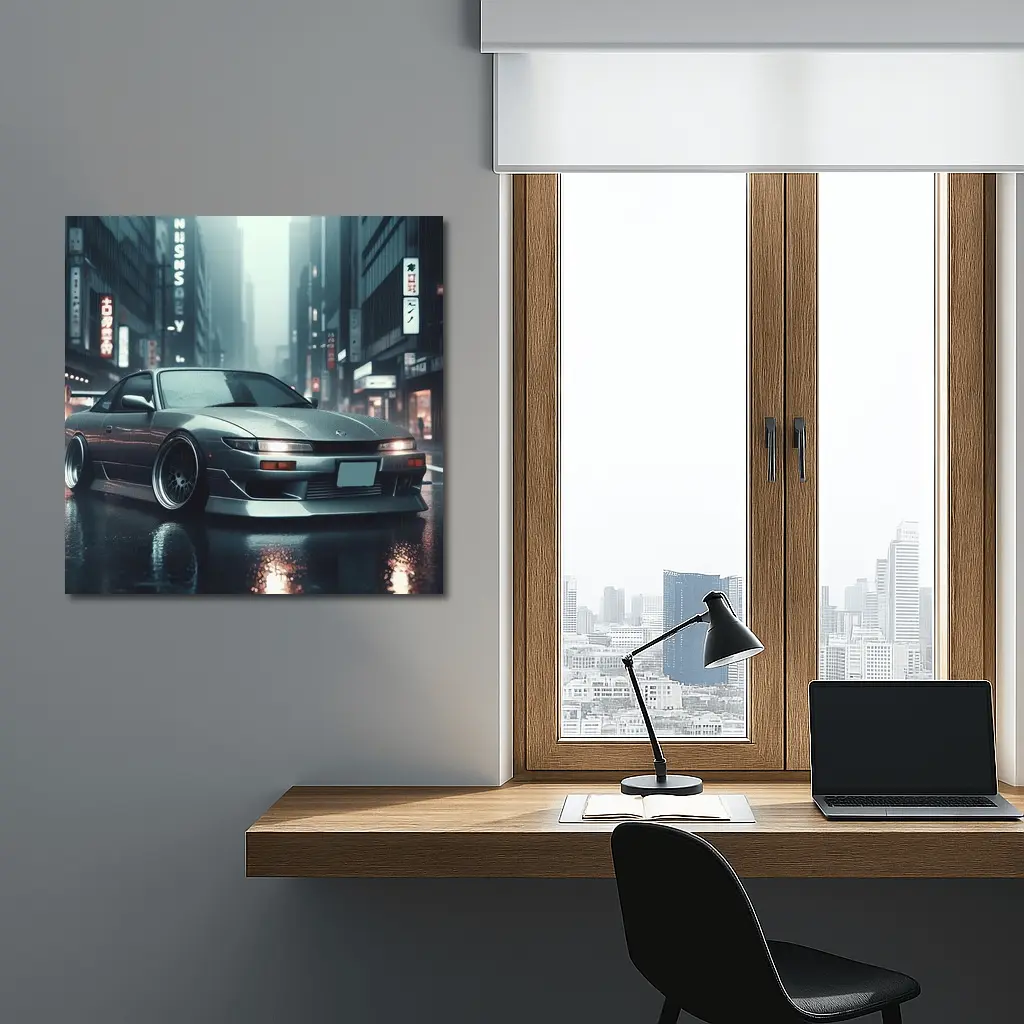 Nissan Silvia S13 Rainy City Street – Wall Art