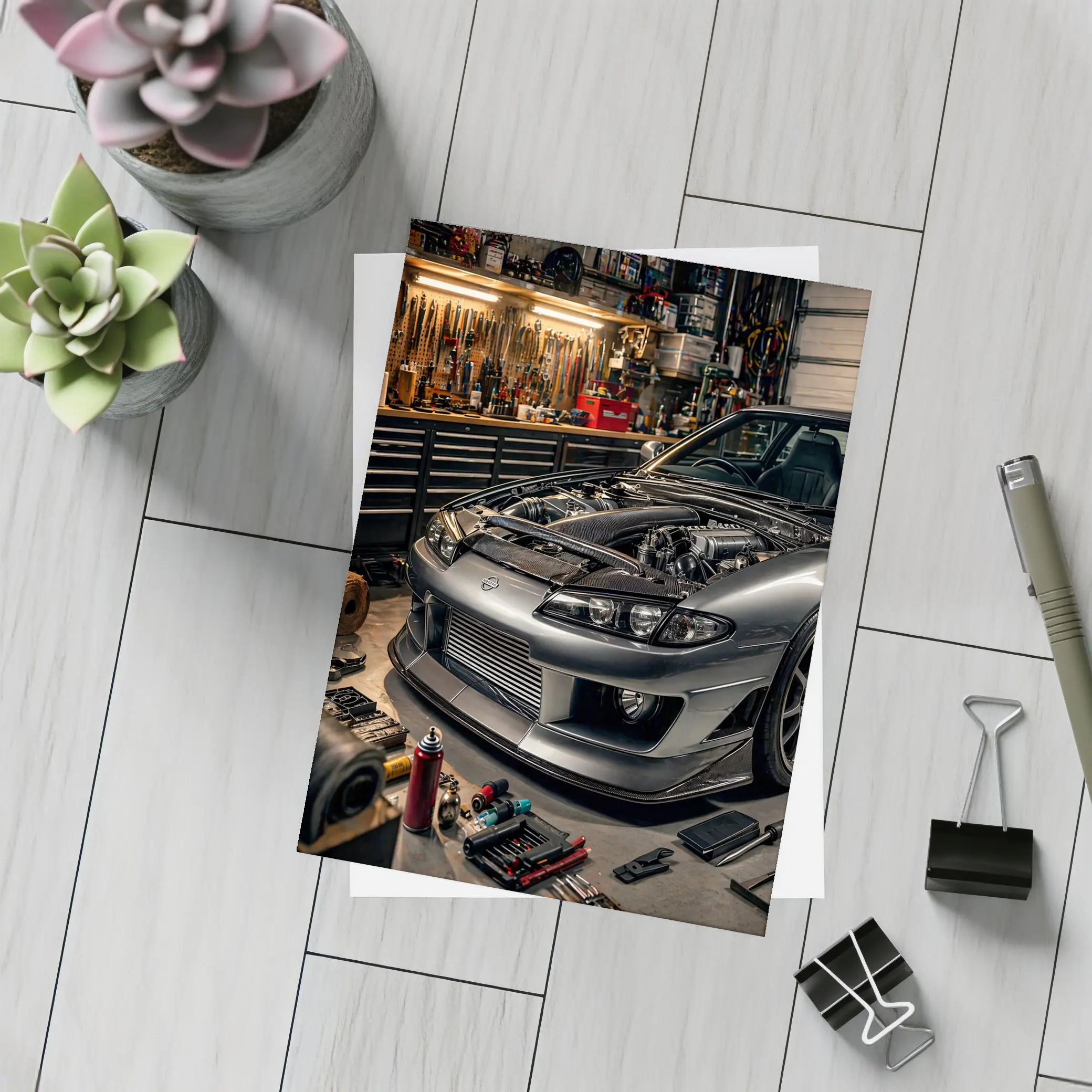Nissan Silvia S14 Open Hood Garage – Postcards