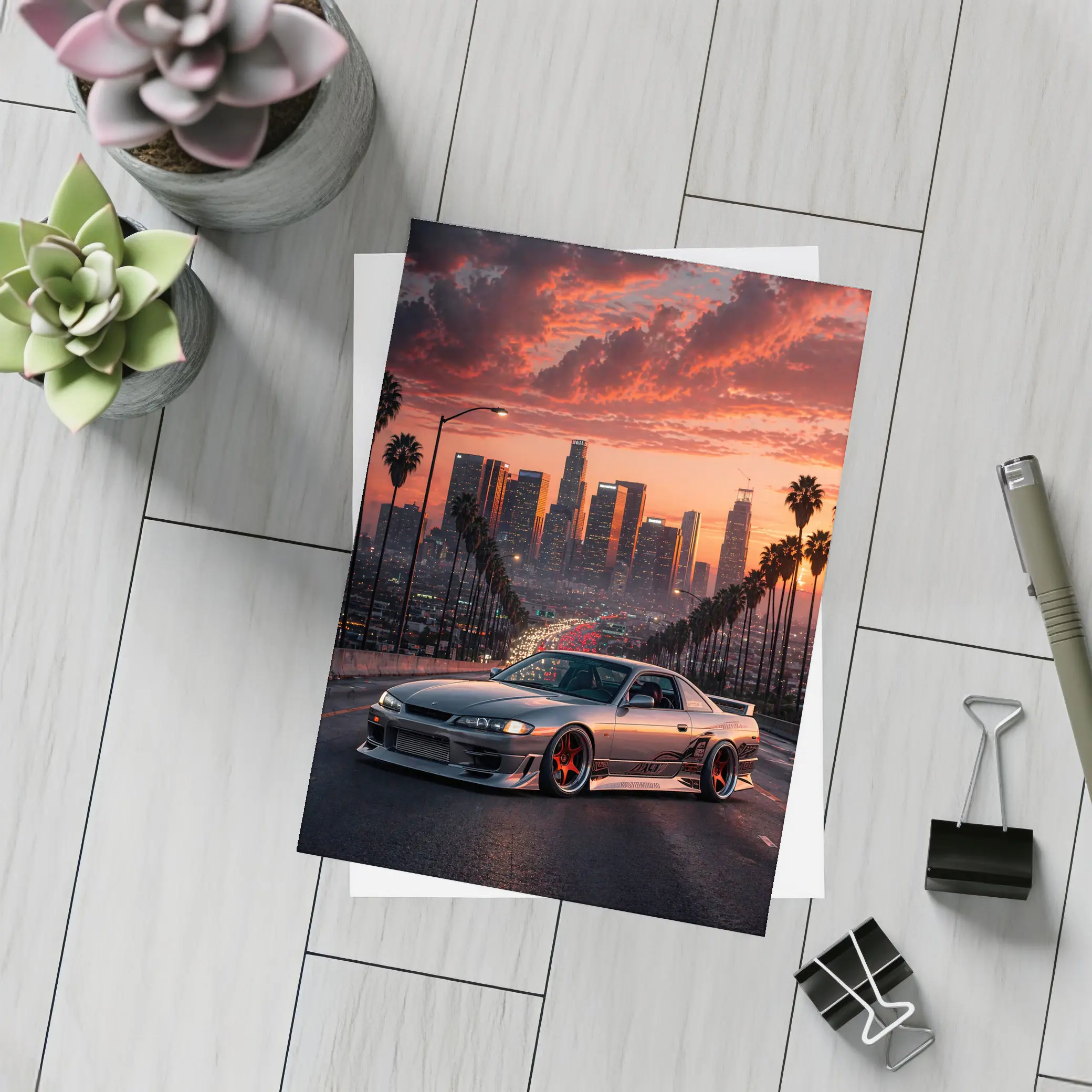 Nissan Silvia S14 Los Angeles Sunset Skyline – Postcards