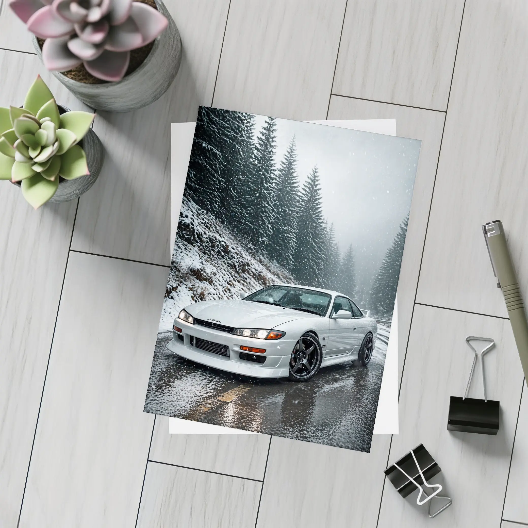 Nissan Silvia S14 Snowy Forest Road – Postcards