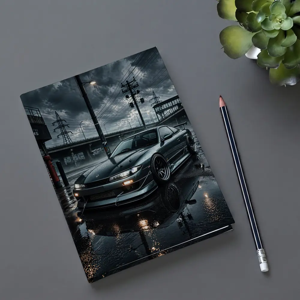 Nissan Silvia S14 Rainy Urban Night Scene – Notebooks