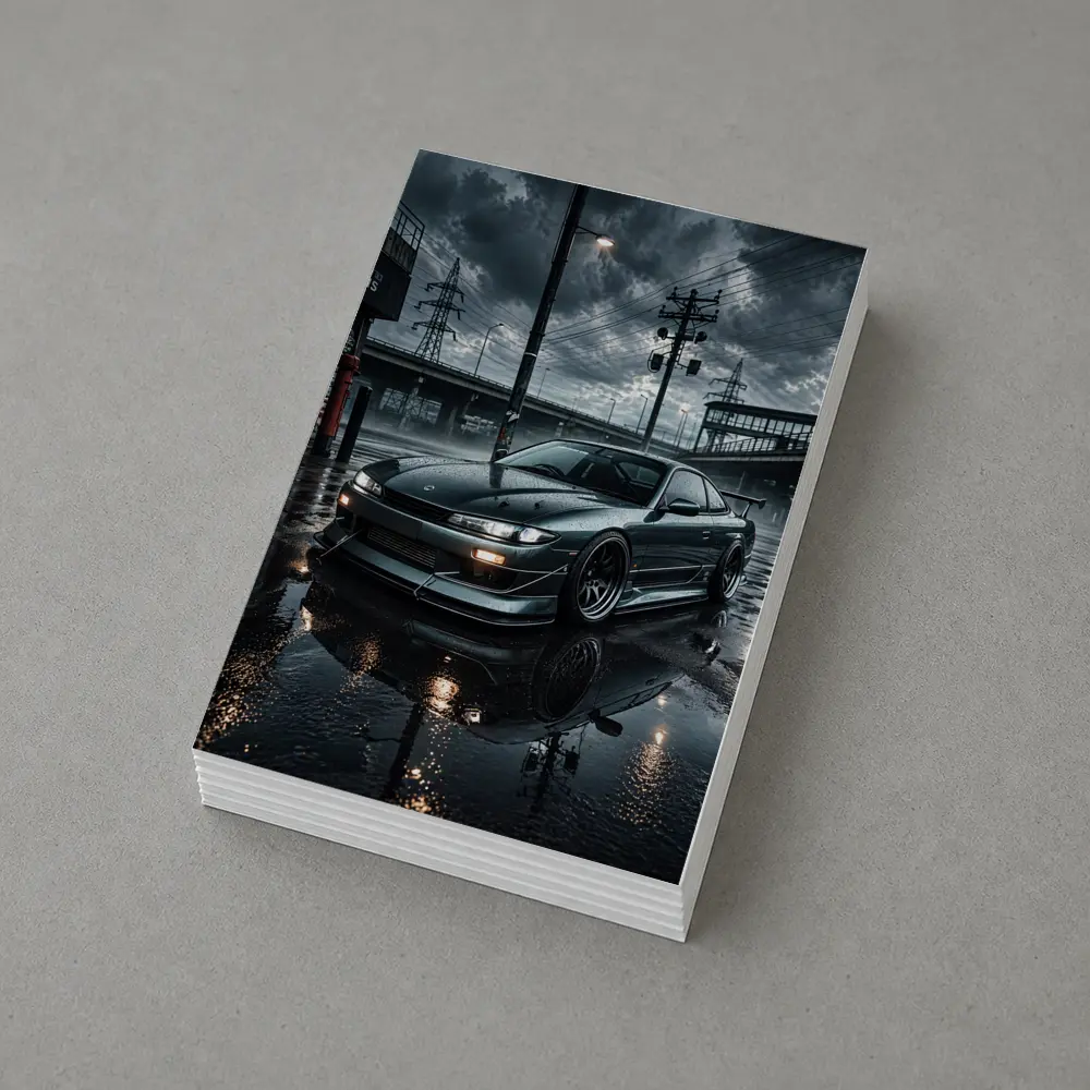 Nissan Silvia S14 Rainy Urban Night Scene – Postcards