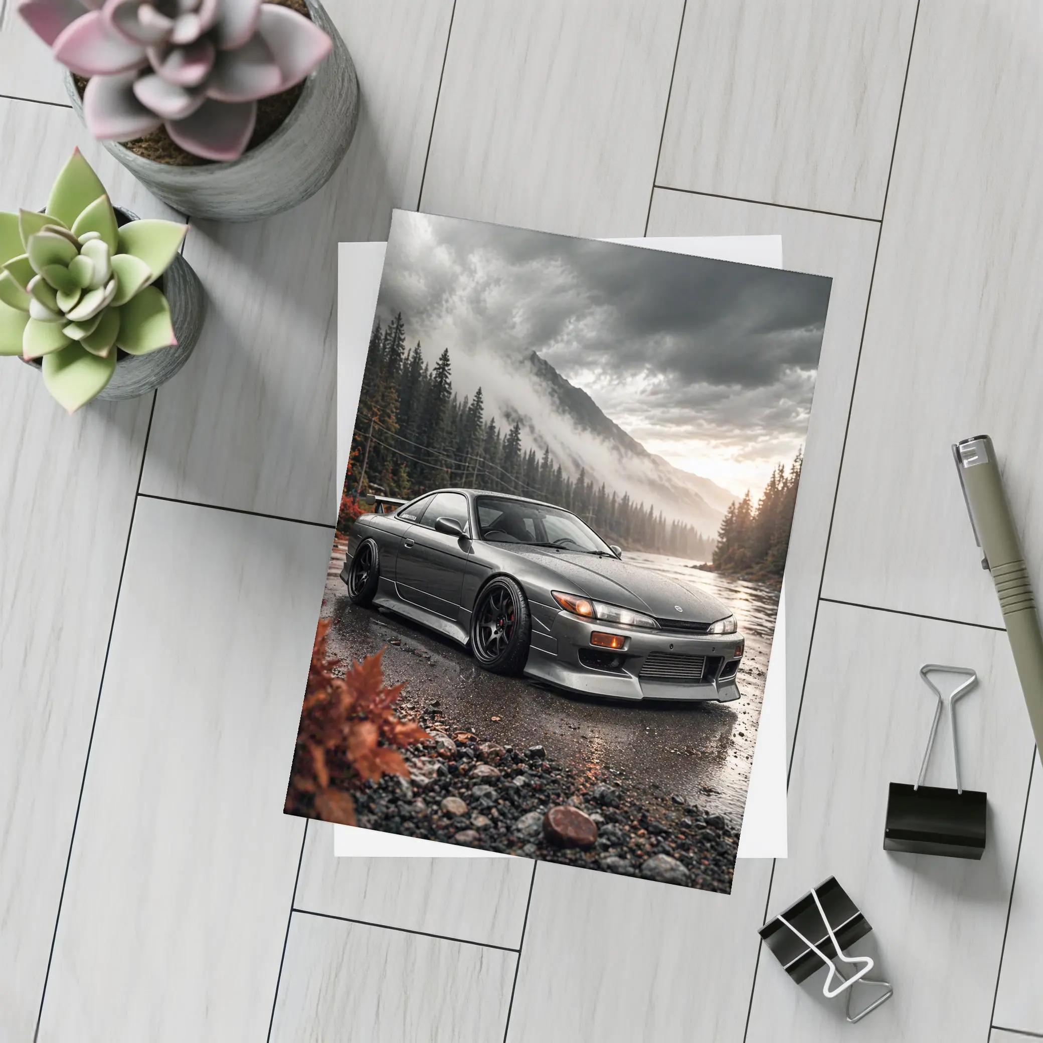 Nissan Silvia S14 Moody Mountain Forest Scene – Postcards
