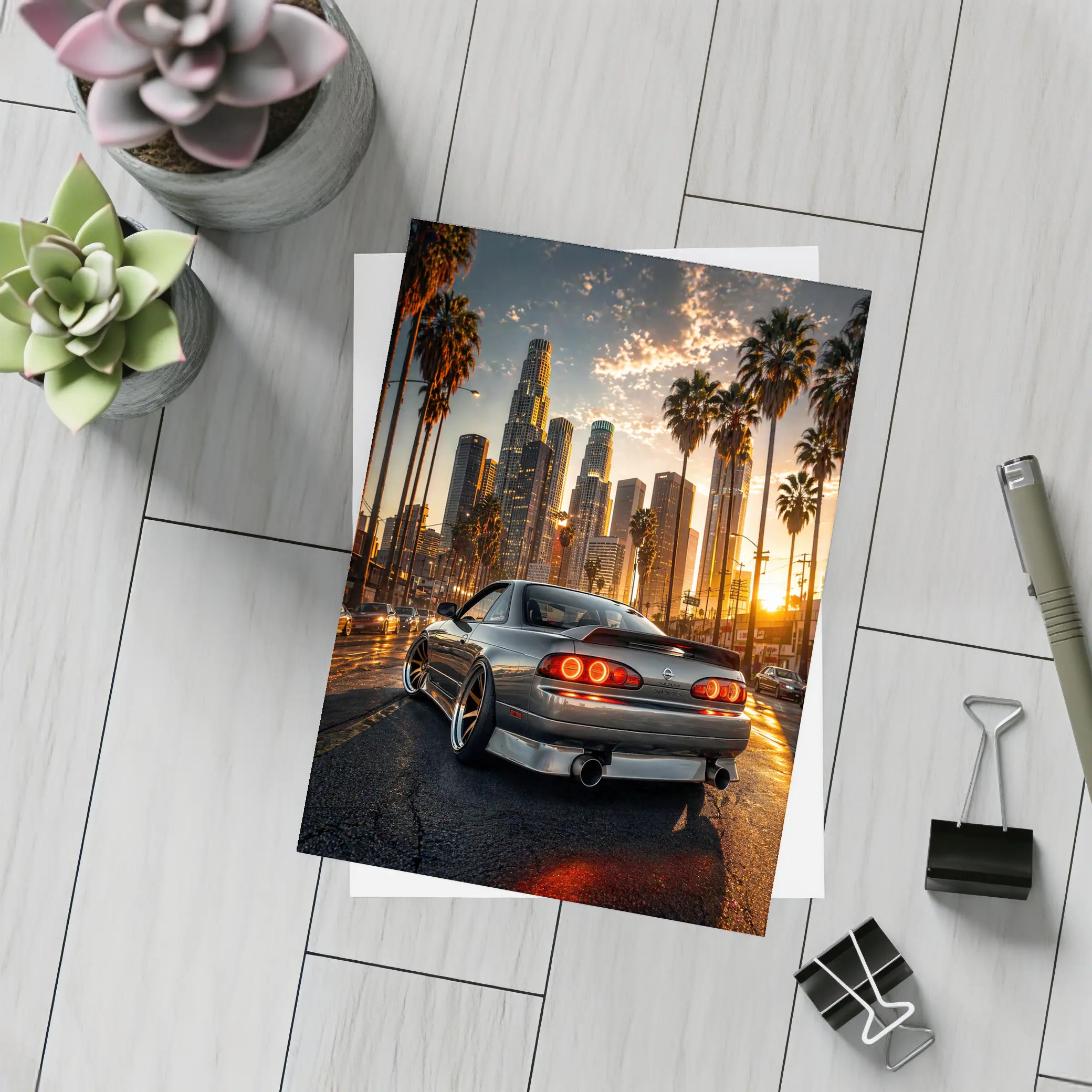 Nissan Silvia S14 Los Angeles City Sunset – Postcards