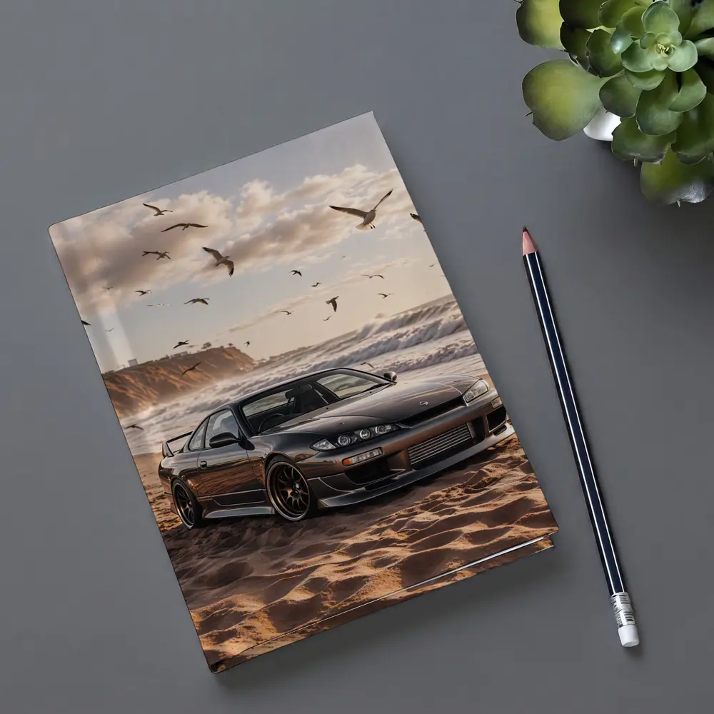 Nissan Silvia S15 Parked On Sandy Beach – Notebooks