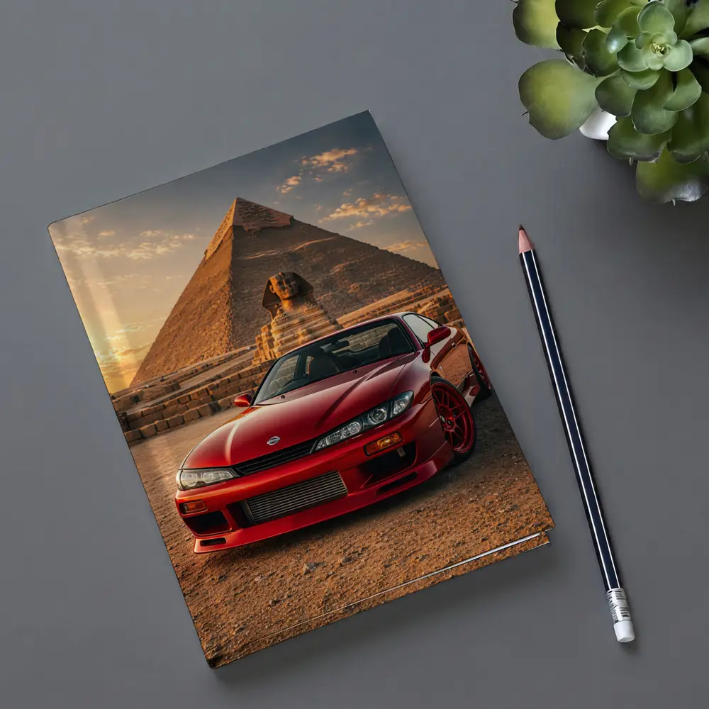 Nissan Silvia Red Car Egypt Pyramids Sunset – Notebooks