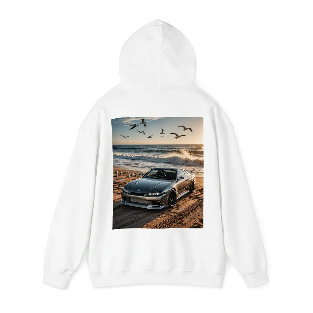 Nissan Silvia S15 Parked On Beach Shore – Hoodies
