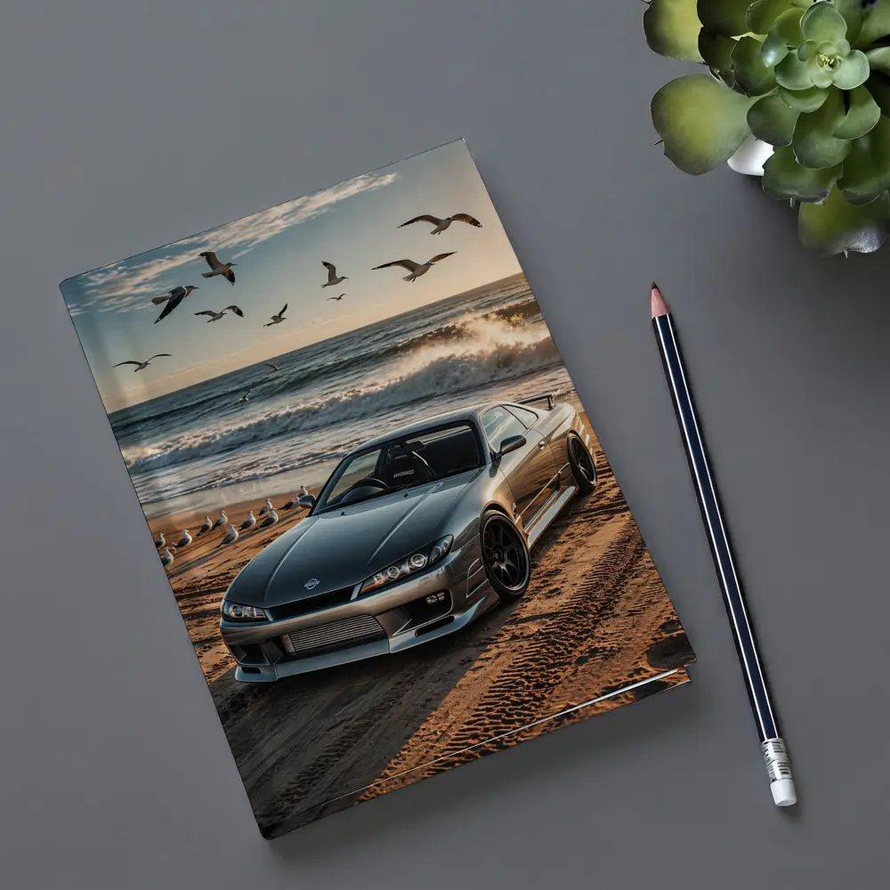 Nissan Silvia S15 Parked On Beach Shore – Notebooks
