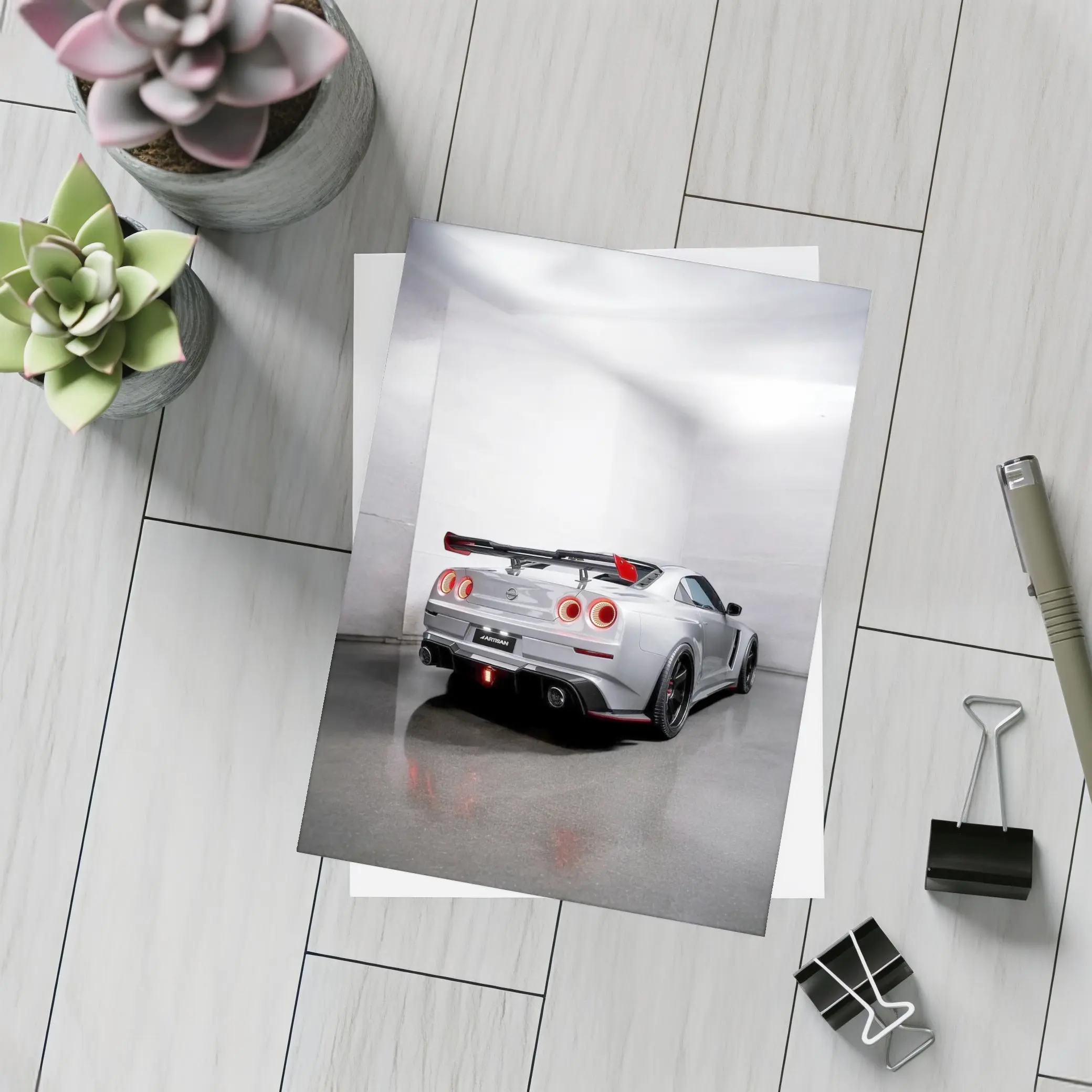 Nissan GT-R Silver Rear Studio Shot – Postcards