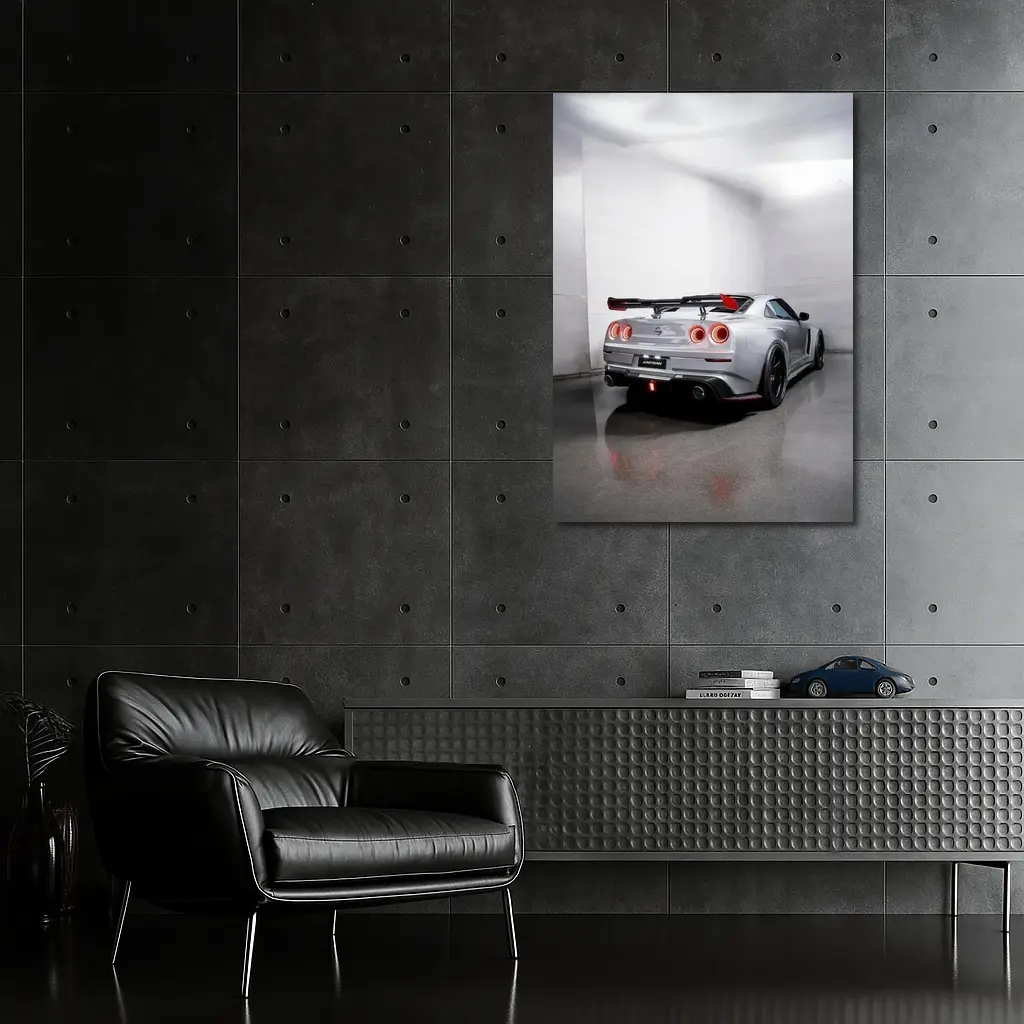 Nissan GT-R Silver Rear Studio Shot – Wall Art