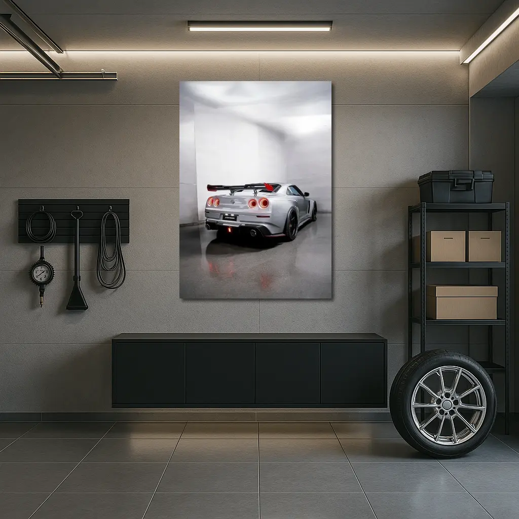 Nissan GT-R Silver Rear Studio Shot – Wall Art