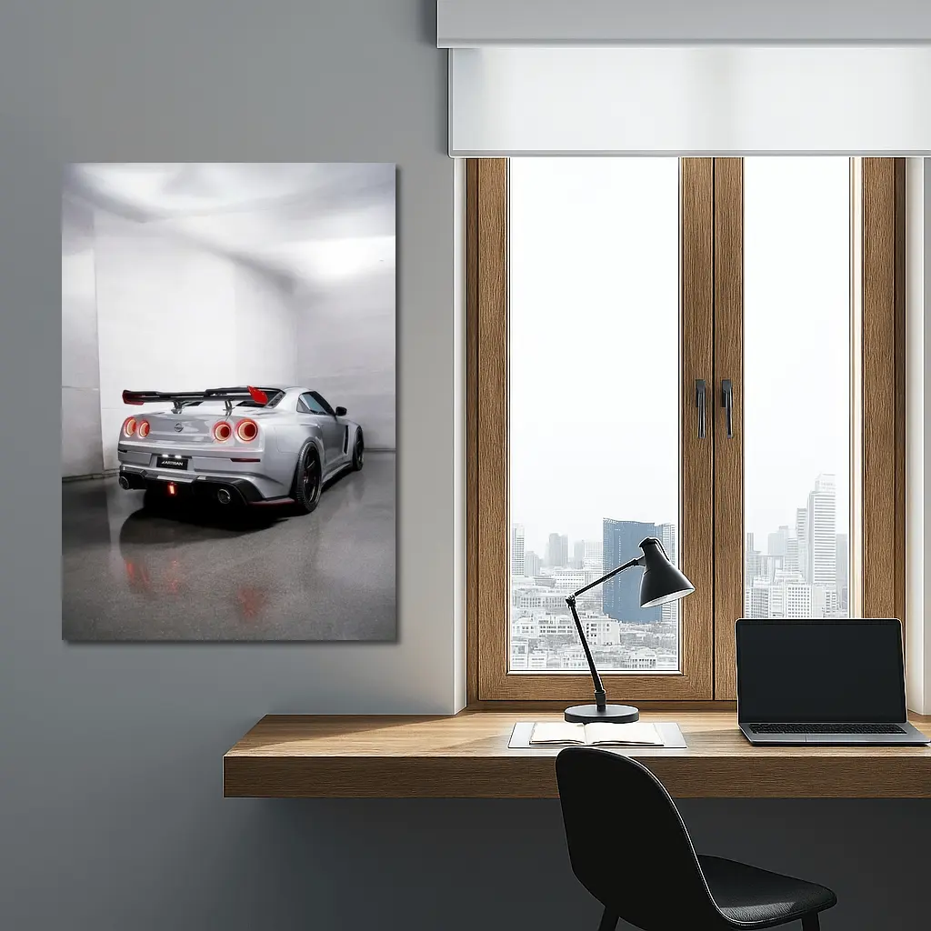 Nissan GT-R Silver Rear Studio Shot – Wall Art