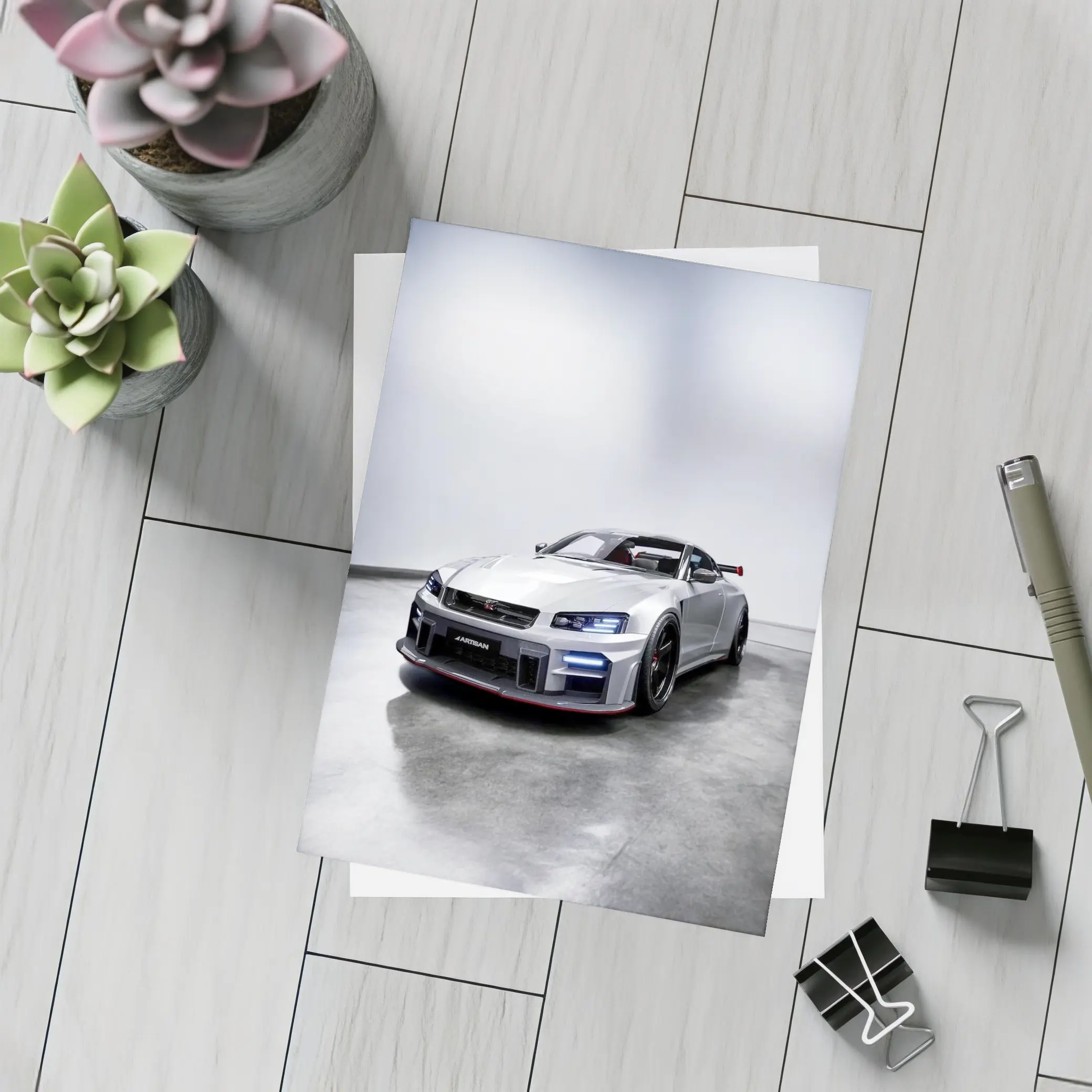 Nissan Skyline GT-R Silver Studio Shot – Postcards