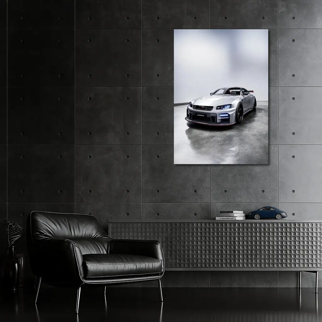 Nissan Skyline GT-R Silver Studio Shot – Wall Art