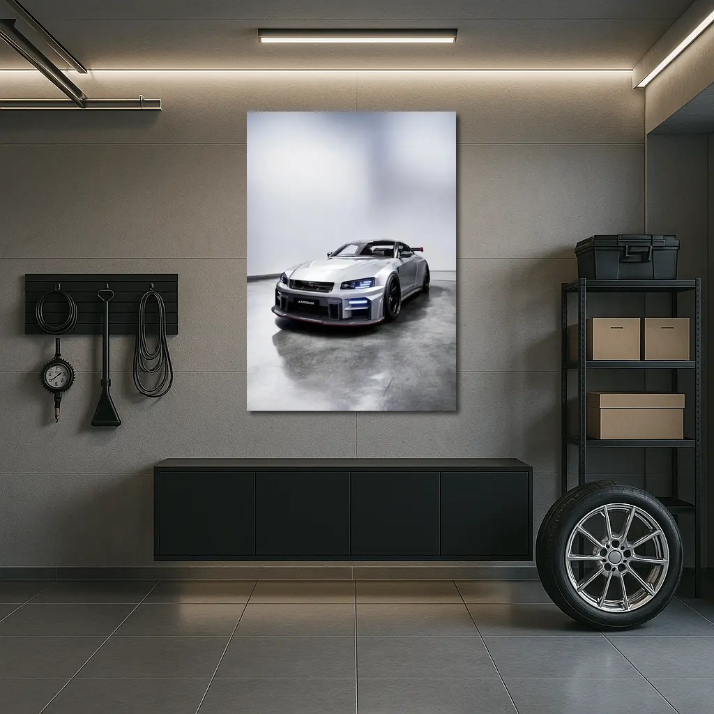 Nissan Skyline GT-R Silver Studio Shot – Wall Art